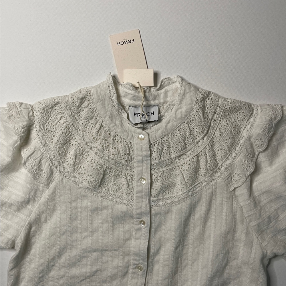 FRNCH Women’s White Romantic Blouse Size Small - Picture 3 of 5